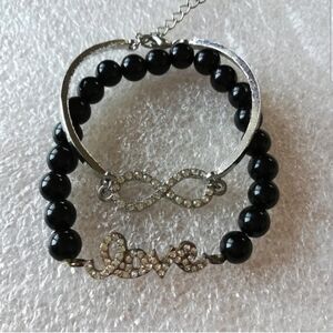 (2) Love / Eternity Symbol Rhinestone Bracelets